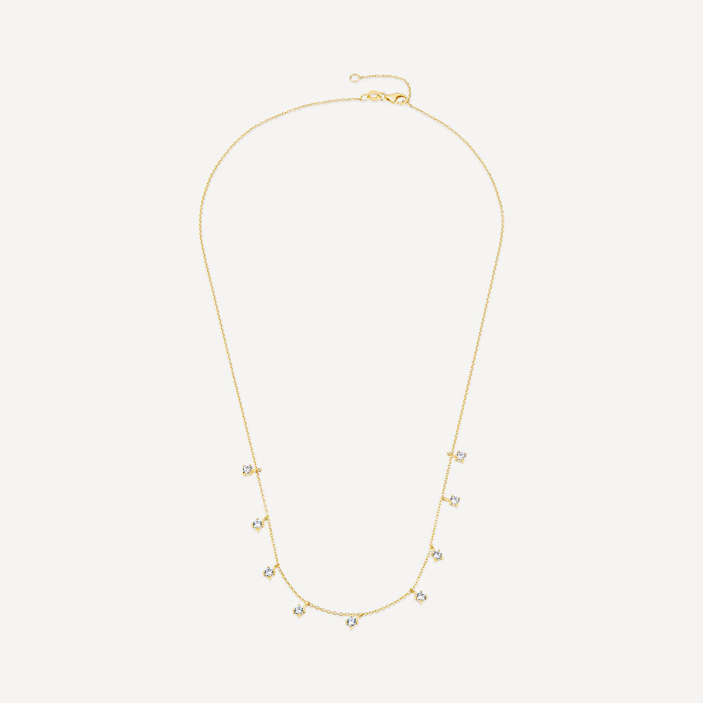9ct Yellow Gold Droplet Cubic Zirconia Necklet image number 3