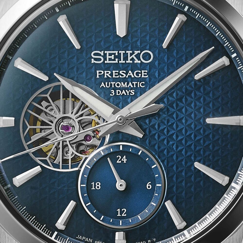 Seiko Presage Sharp Edges Series 40.2mm Blue Dial Steel Bracelet Watch image number 1