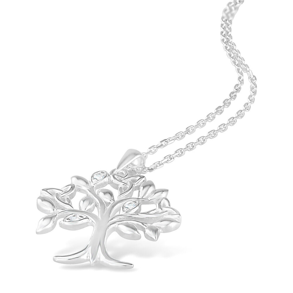 Celtic Sterling Silver and Cubic Zirconia Tree of Life Pendant image number 1