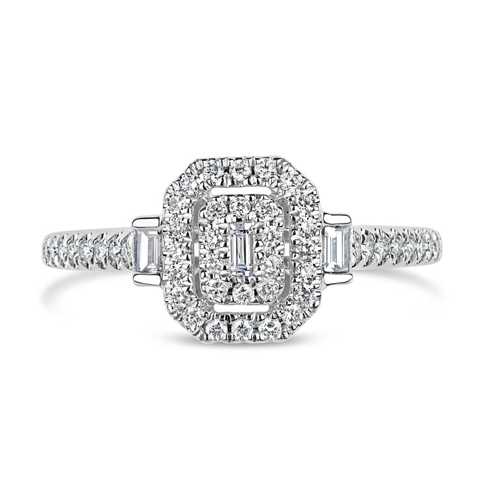 18ct White Gold 0.37ct Diamond Double Halo Ring image number 1