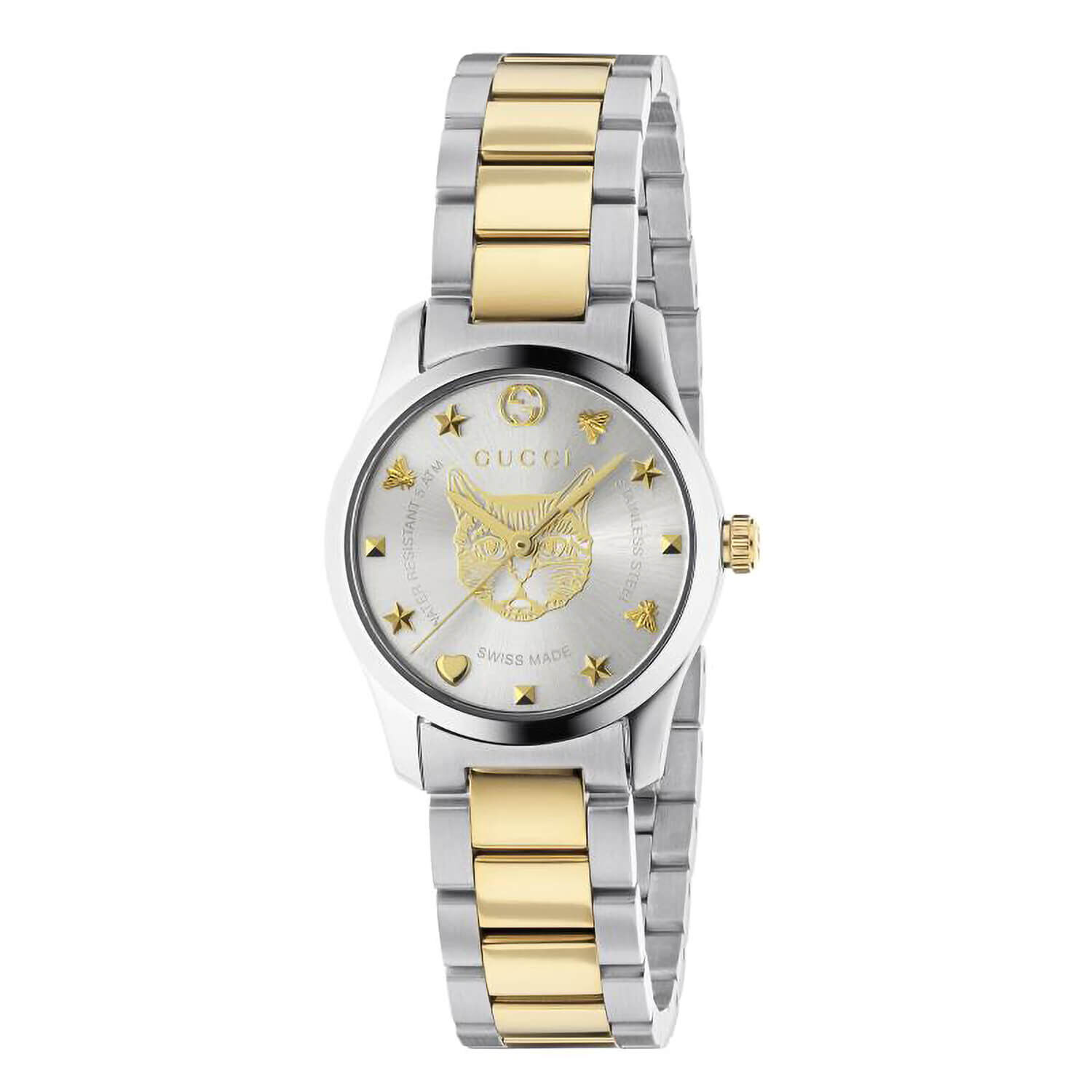 Gucci G Timeless Feline Cat Two Tone 27mm Ladies Watch