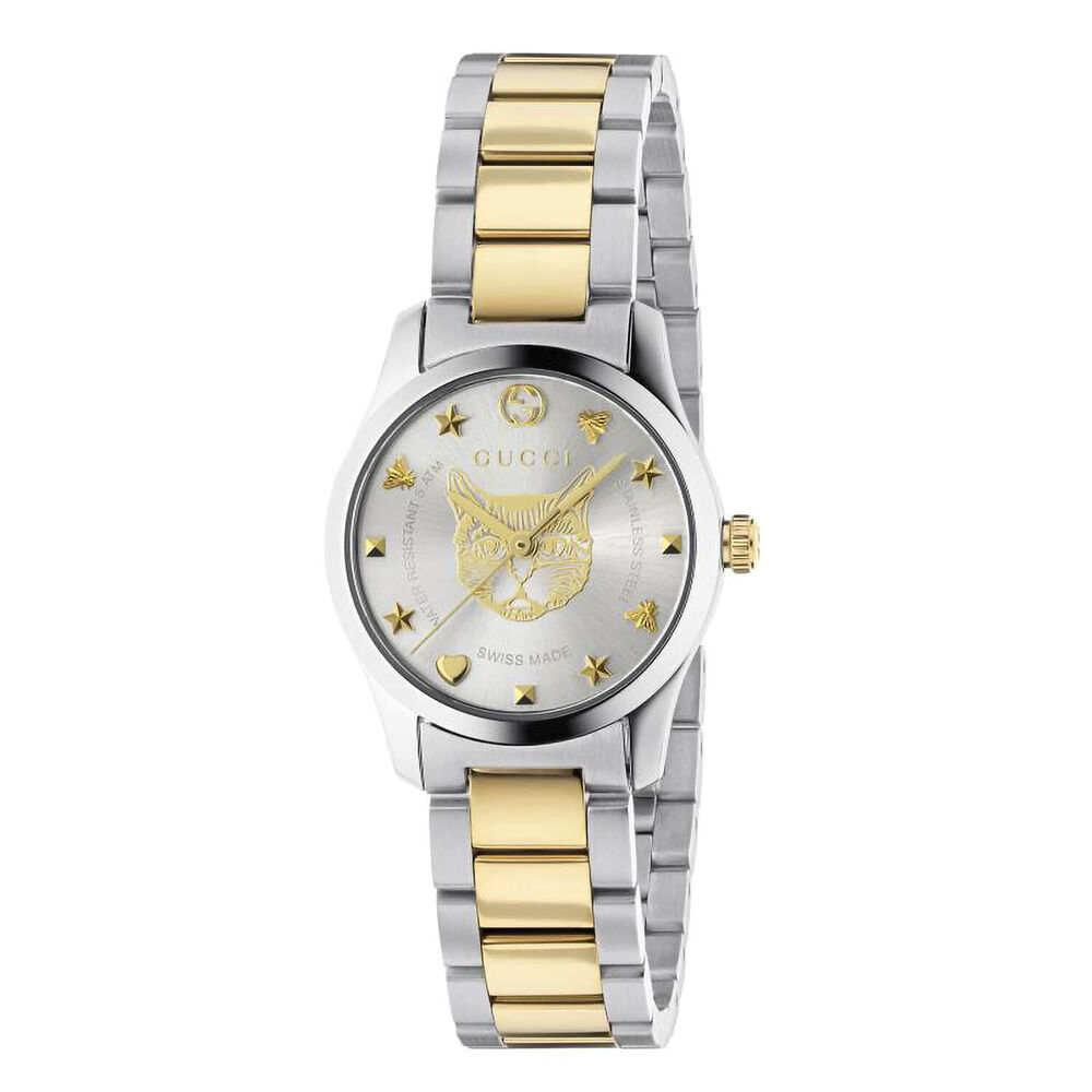 Gucci G-Timeless Feline (Cat) Two Tone Steel 27mm Ladies' Watch