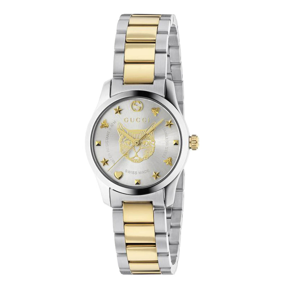 Gucci G-Timeless Feline (Cat) Two Tone Steel 27mm Ladies' Watch image number 0