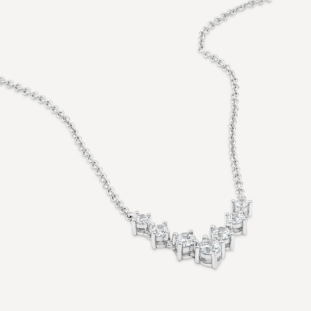 Sterling Silver Cubic Zirconia V-Graduated Hammock Necklet image number 3