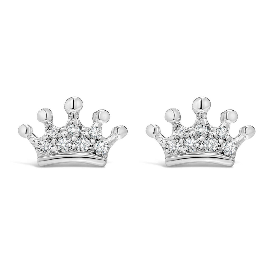 Sterling silver Cubic Zirconia Setting Crown Stud