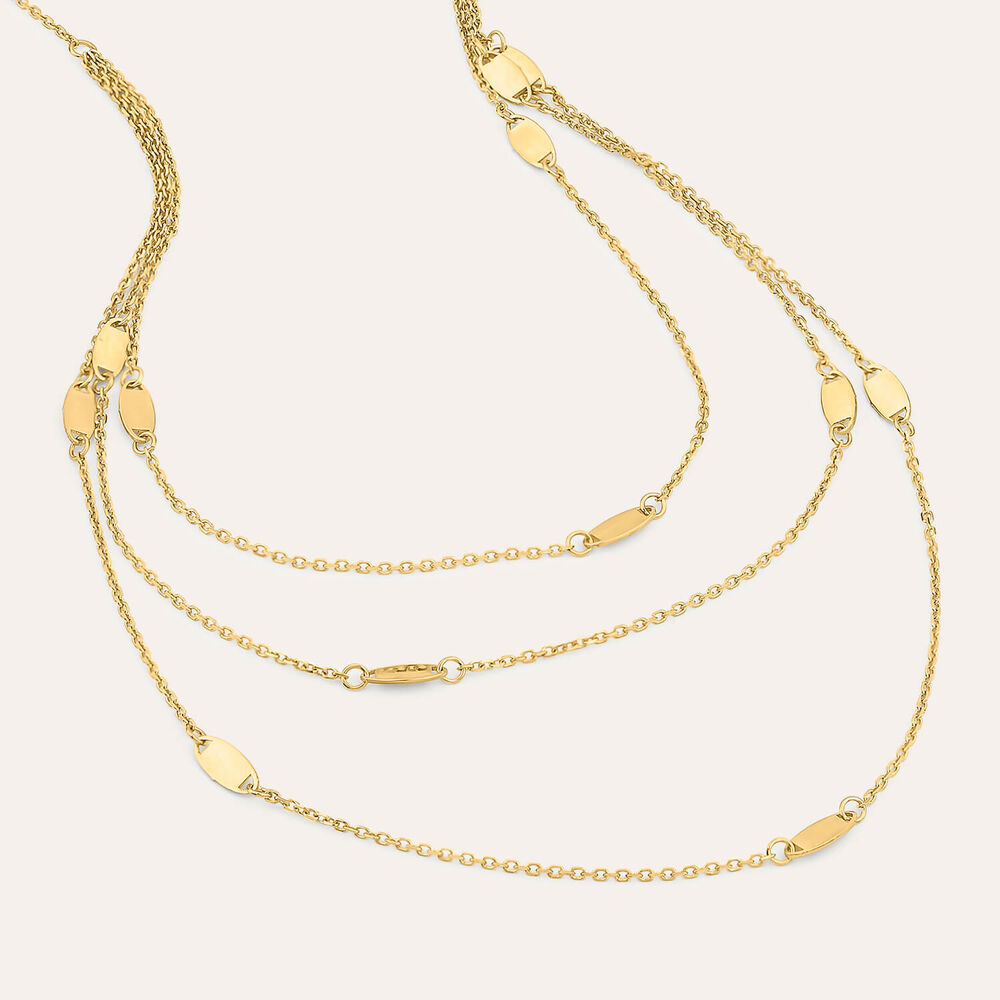 9ct Yellow Gold Three Strand Oval Polished Discs Necklet