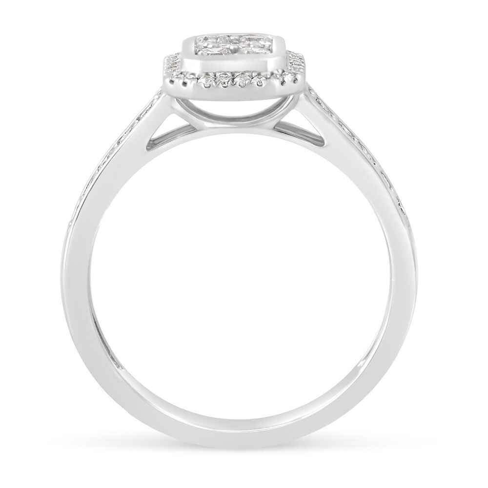 Mystere 18ct White Gold 0.50 Carat Diamond Cluster Engagement Ring image number 2