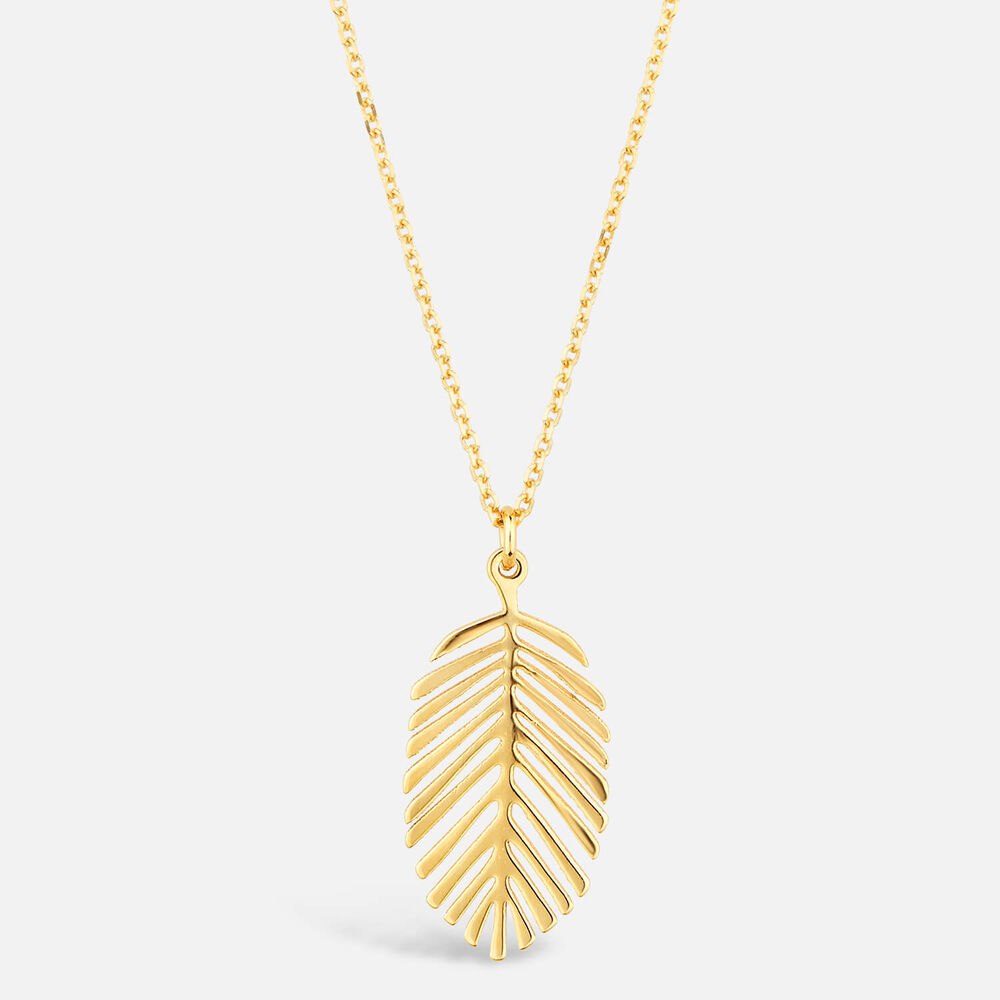 9ct Yellow Gold Polished Feather Pendant (Chain Included)