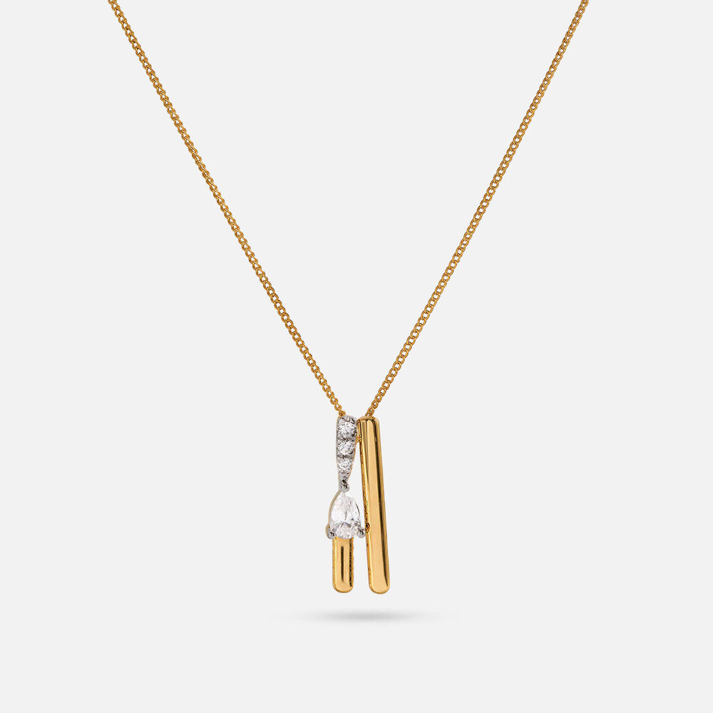 Yellow Gold Plated Vermeil Sterling Silver 0.20ct Lab Grown Diamond Two Bar Pendant