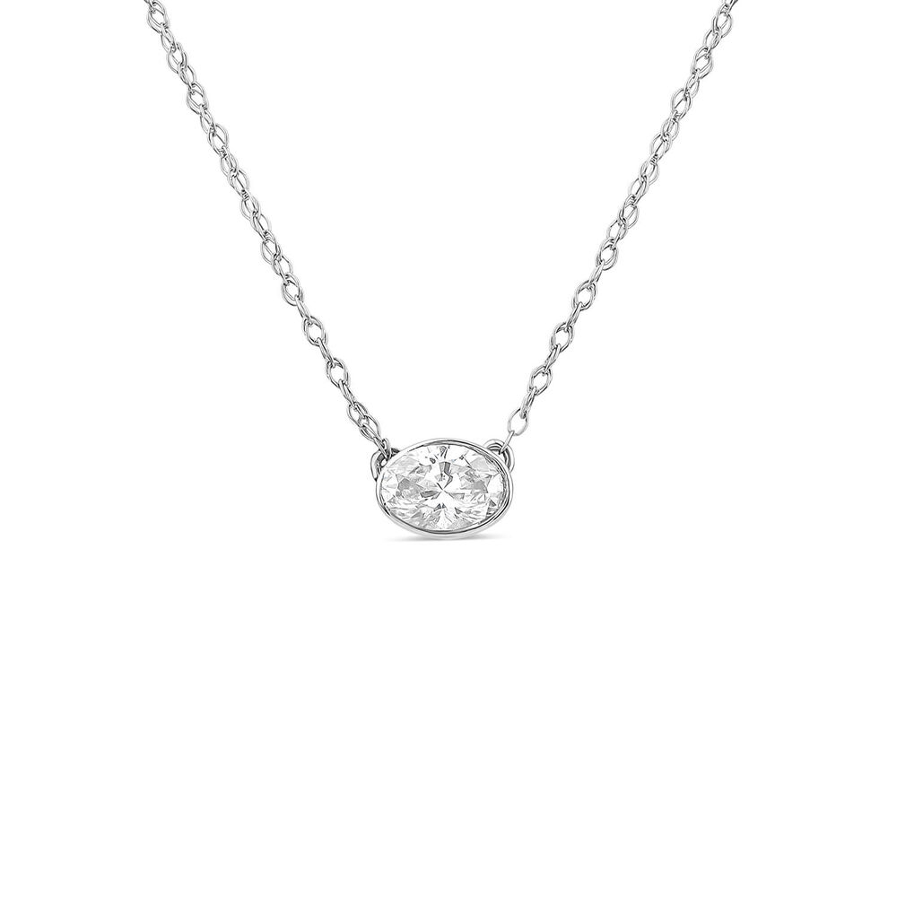 Born Kissed with Diamonds 9ct White Gold Lab Grown 0.20ct Oval Diamond Pendant
