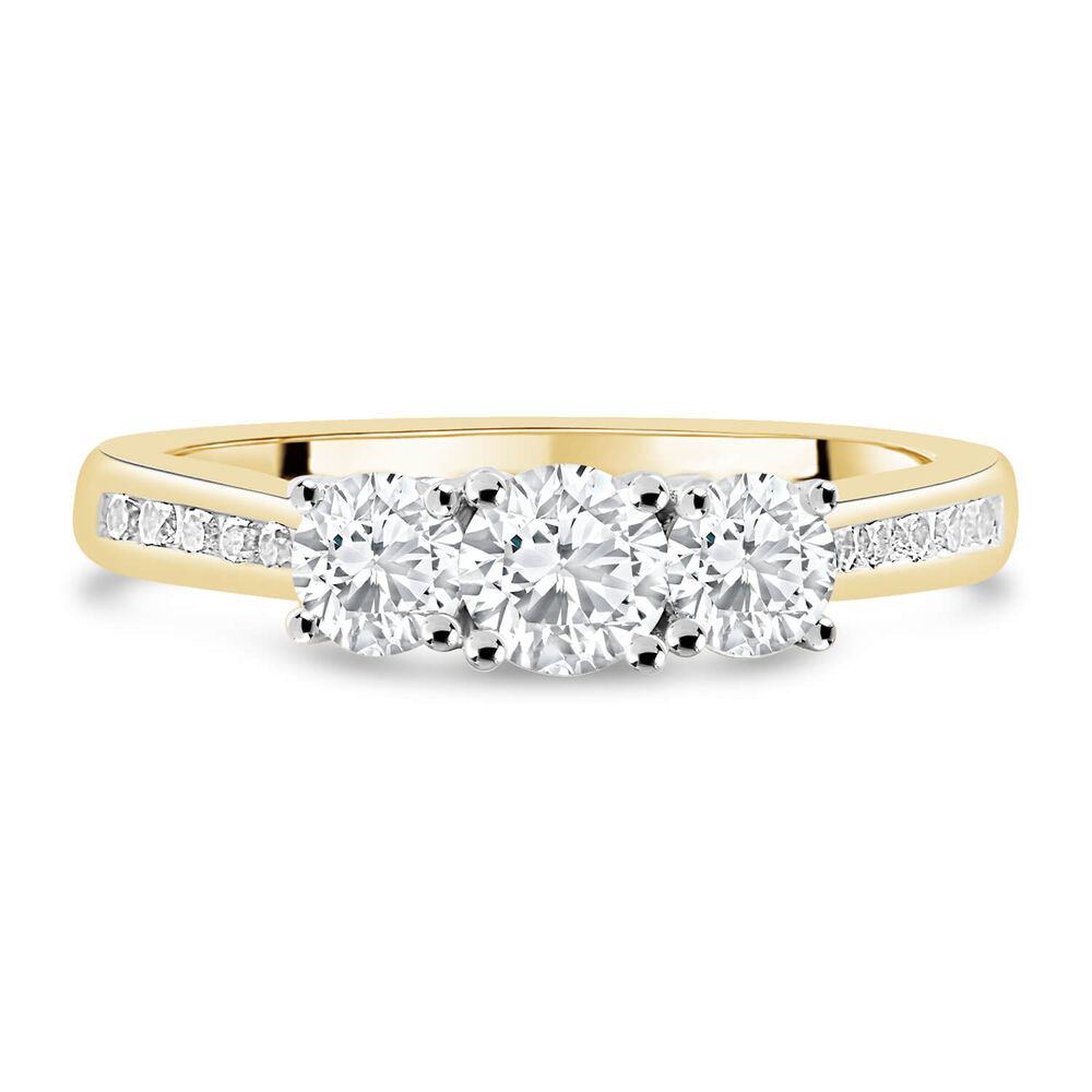 18ct Yellow Gold 0.75ct Trilogy Diamond Tulip Setting Ring