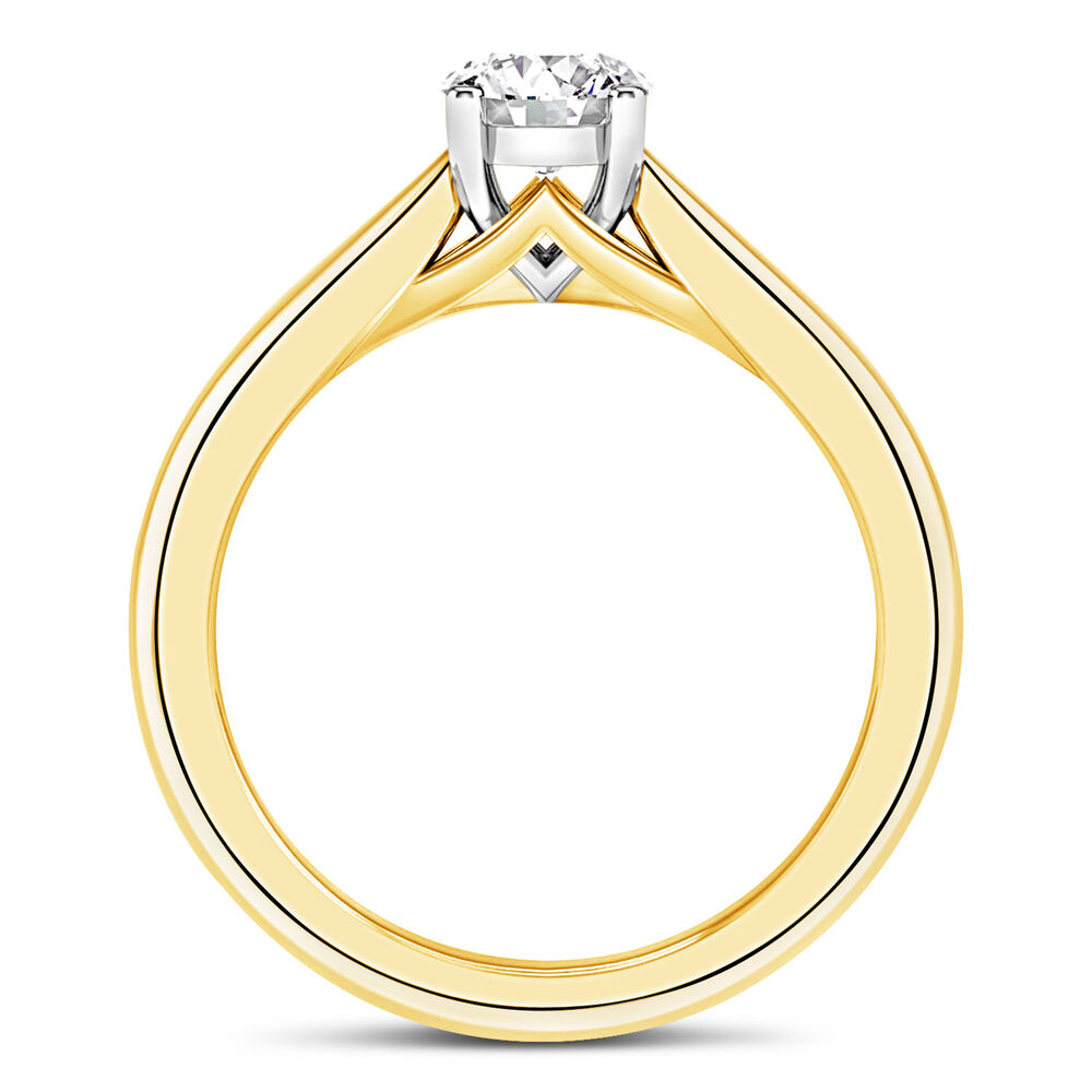 18ct Yellow Gold 0.50ct Round Diamond Orchid Setting Ring image number 5