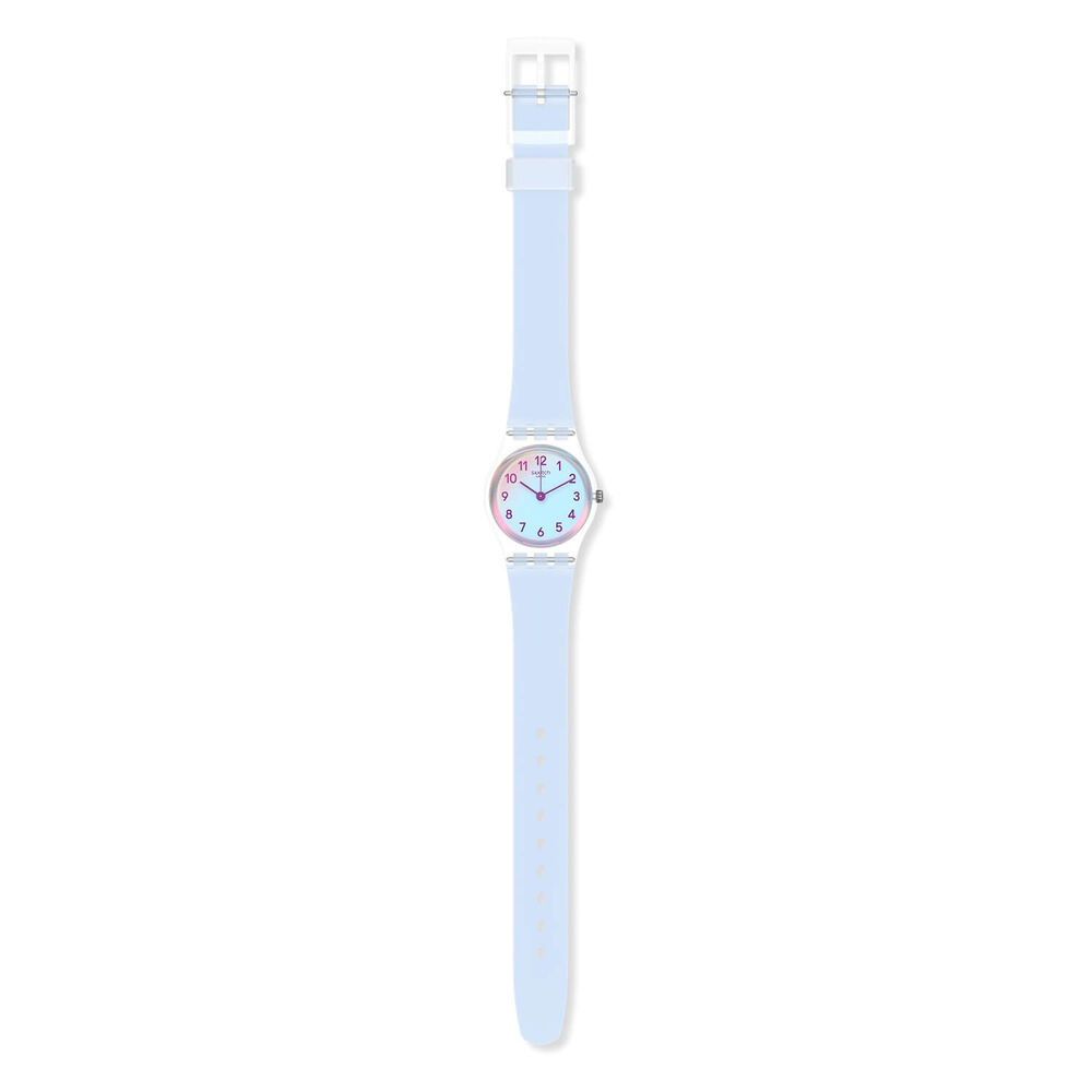 Swatch Casual Blue 25mm Transparent Multicolour Dial Blue Strap Ladies Watch image number 0