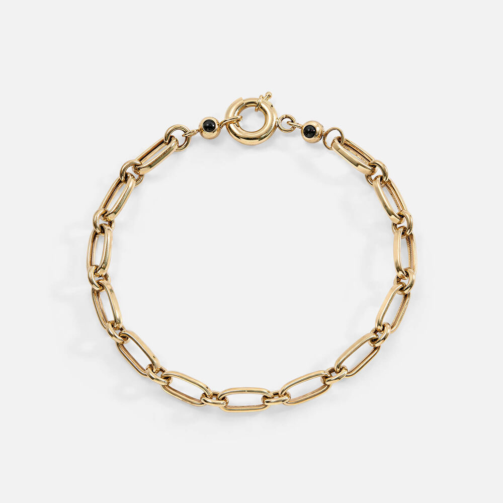 9ct Yellow Gold Oval & Round Link Chain Bracelet