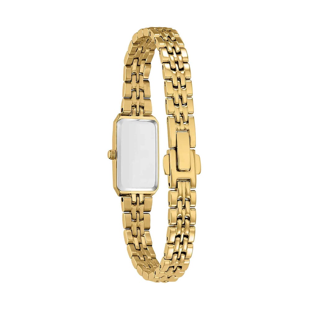 Citizen Silhouette 26mm Rectangular Mother of Pearl Dial Gold Tone Steel Bracelet Watch image number 2