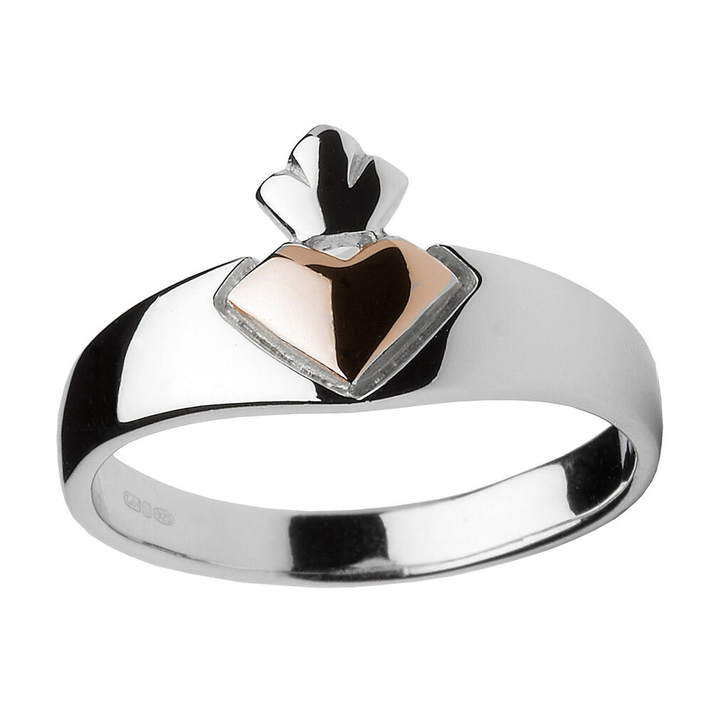 House Of Lor 9ct Irish Rose Gold and Sterling Silver Claddagh Ring