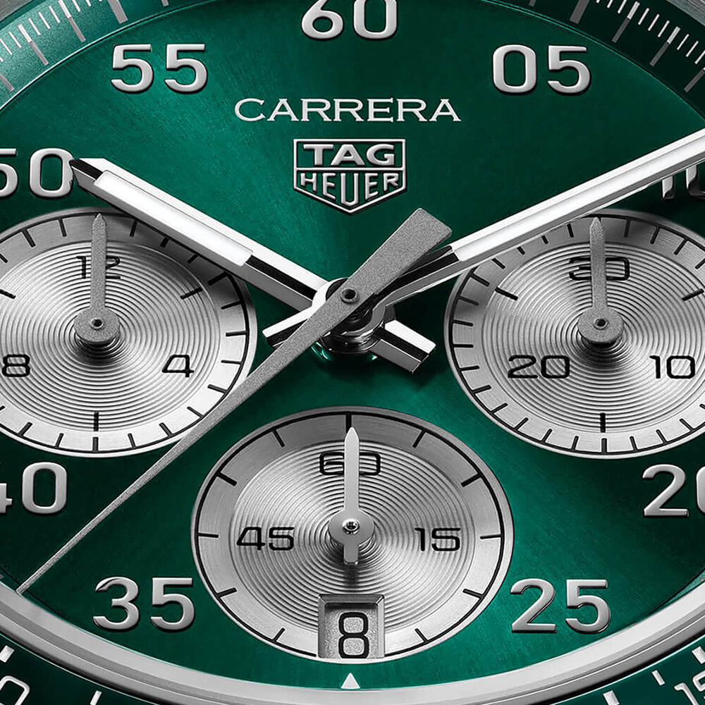 TAG Heuer Carrera Chronograph Sport 42mm Green Dial Steel Bracelet Watch