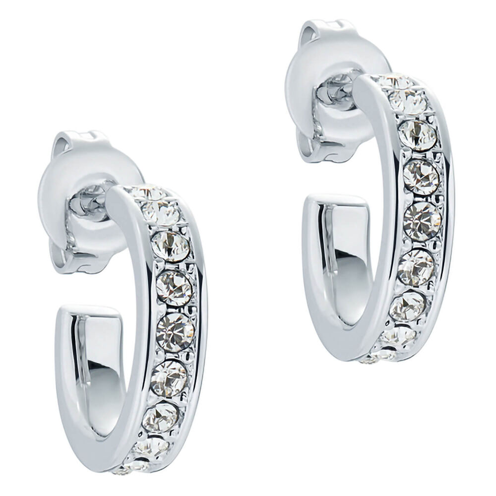 Ted Baker Nano Hoop Huggie Silver Crystal Clear Earrings