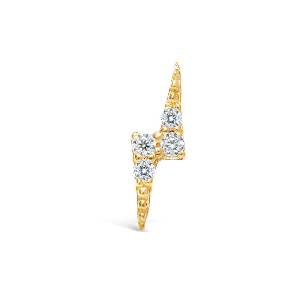 9ct Yellow Gold Cubic Zirconia Set Lightning Single Stud Earring