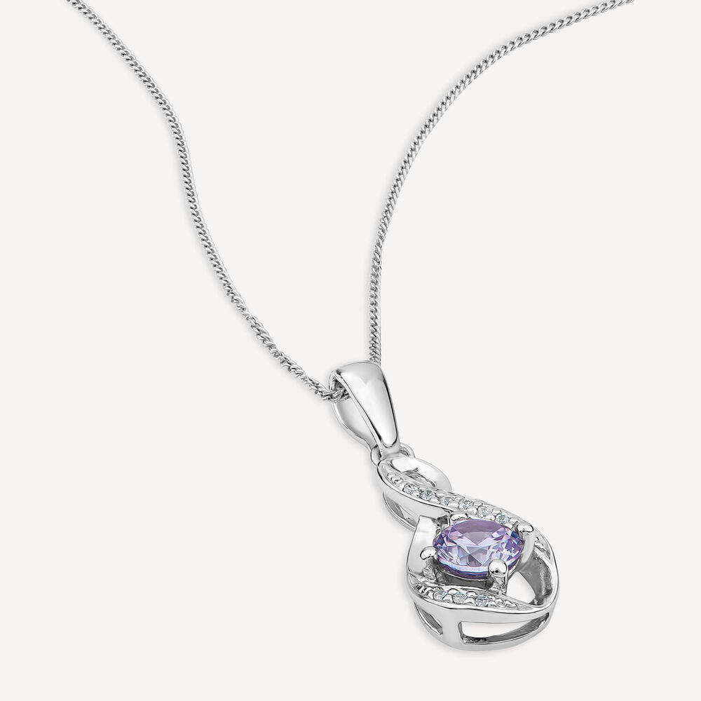 Sterling Silver Cubic Zirconia June Birthstone  Infinity Pendant image number 2