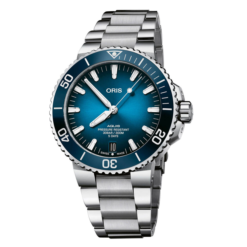 Oris Aquis 43.5mm Calibre 400 Blue Bezel Steel Bracelet Watch