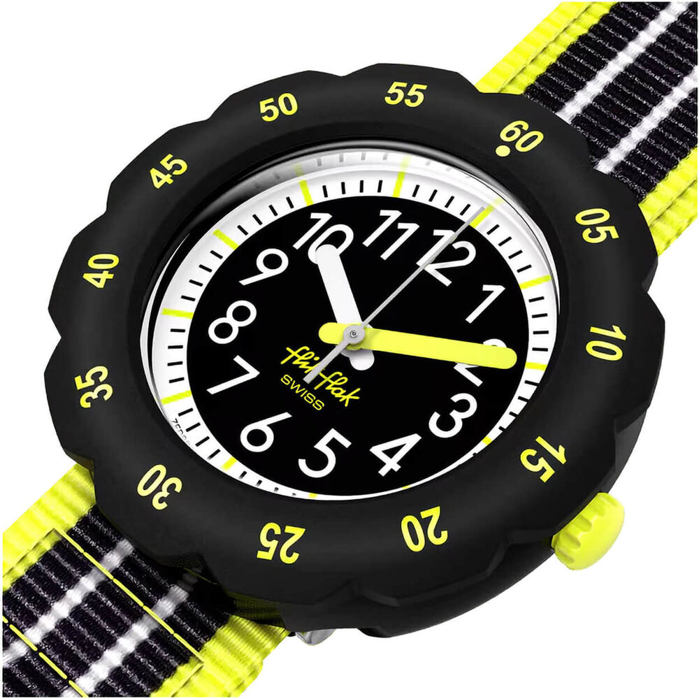 FLIK FLAK Loop In Neon Black 34.75mm Quartz Kids Watch