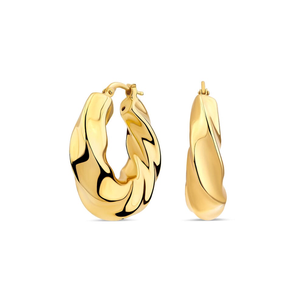 Sterling Silver Yellow Gold Plated Creole Hoop Earrings