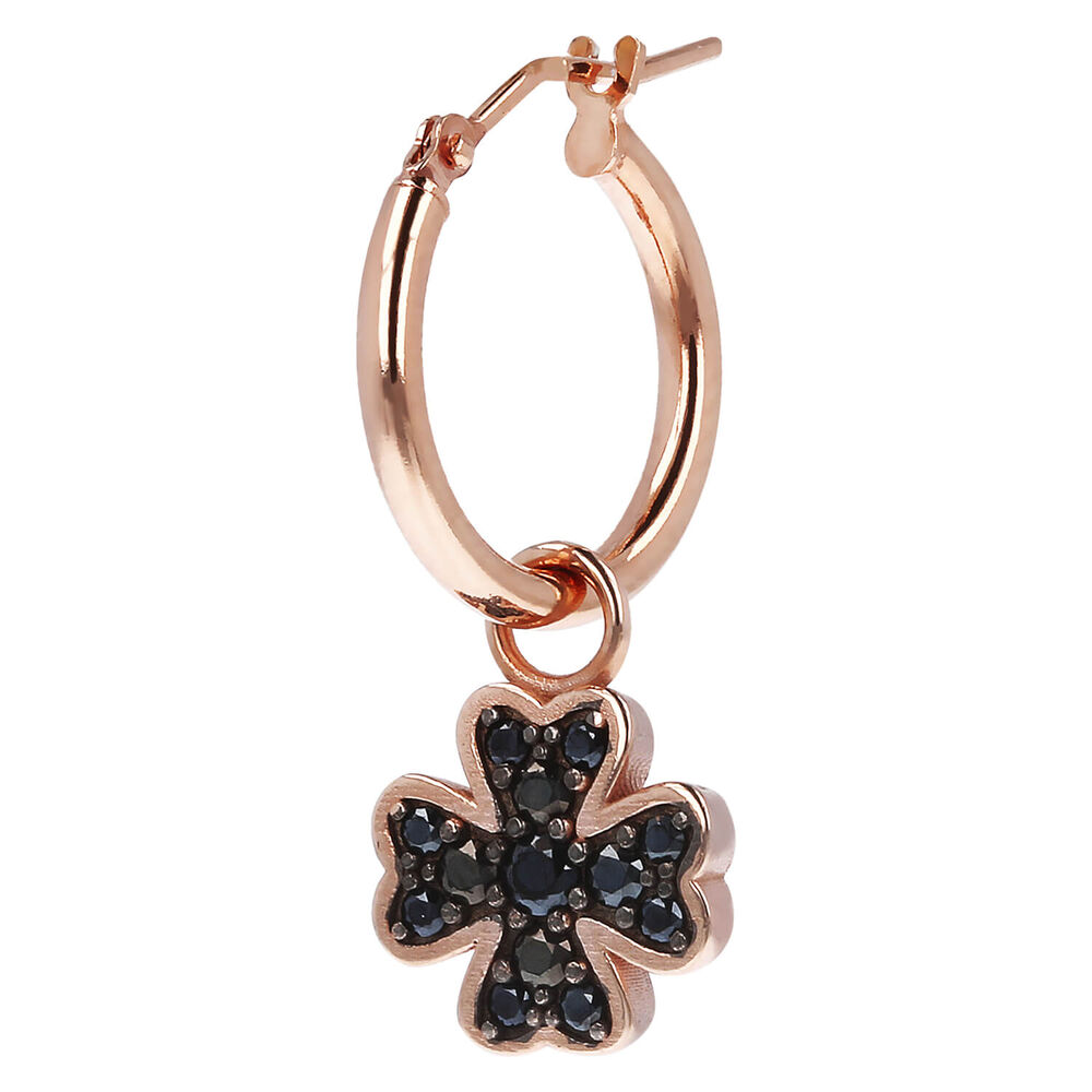 Bronzallure Altissima Collection 4 Leaf Clover Spinel Single Hoop Ladies Earring