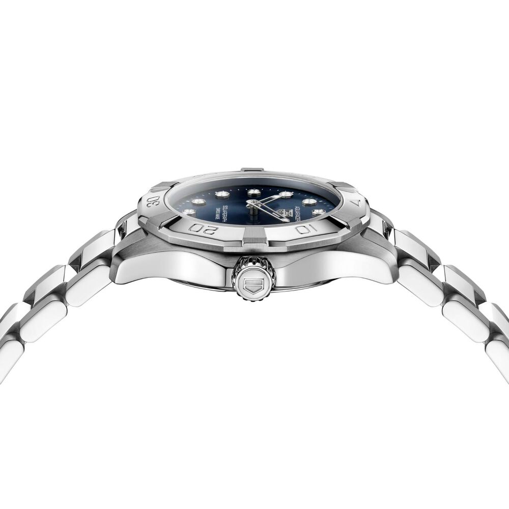 TAG Heuer Aquaracer Professional Solargraph 100 28mm Blue Dial Diamonds Steel Bracelet Watch