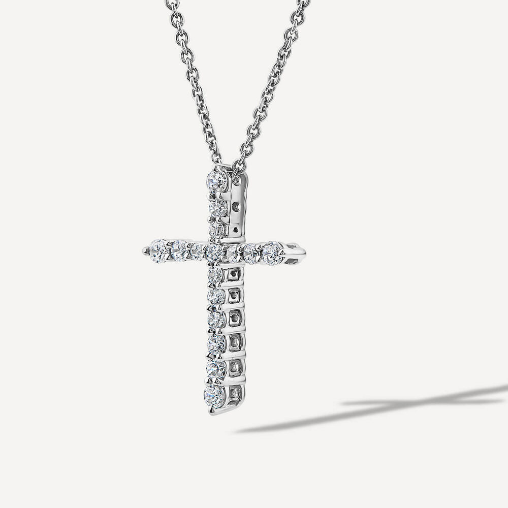 9ct White Gold 0.20ct Diamond Cross Pendant image number 1