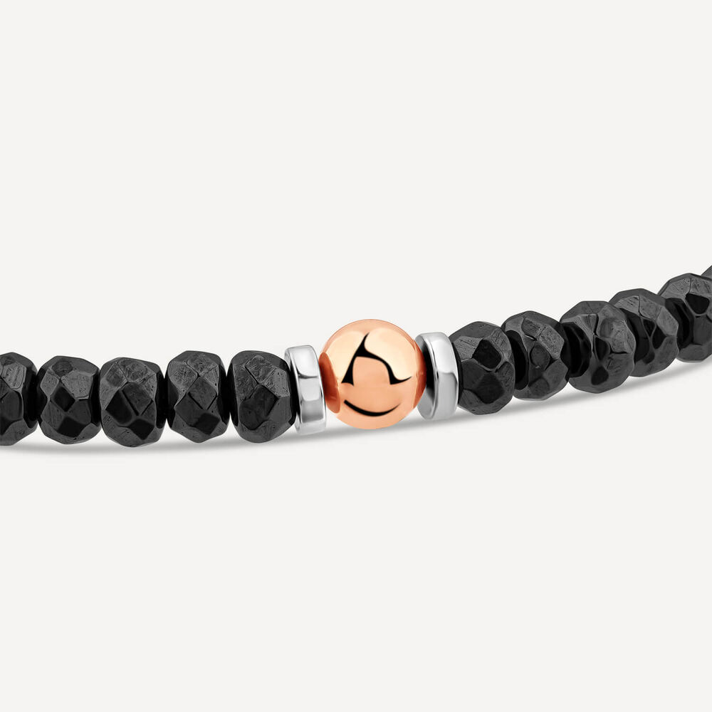 Steel Diamond Cut Hematite & Rose Toned Bead Bracelet image number 2