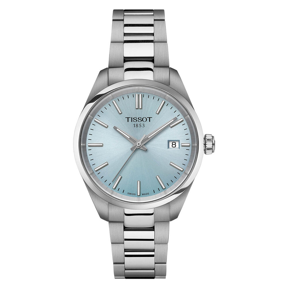 Tissot PR100 34mm Ice Blue Dial Steel Case Bracelet Watch image number 0