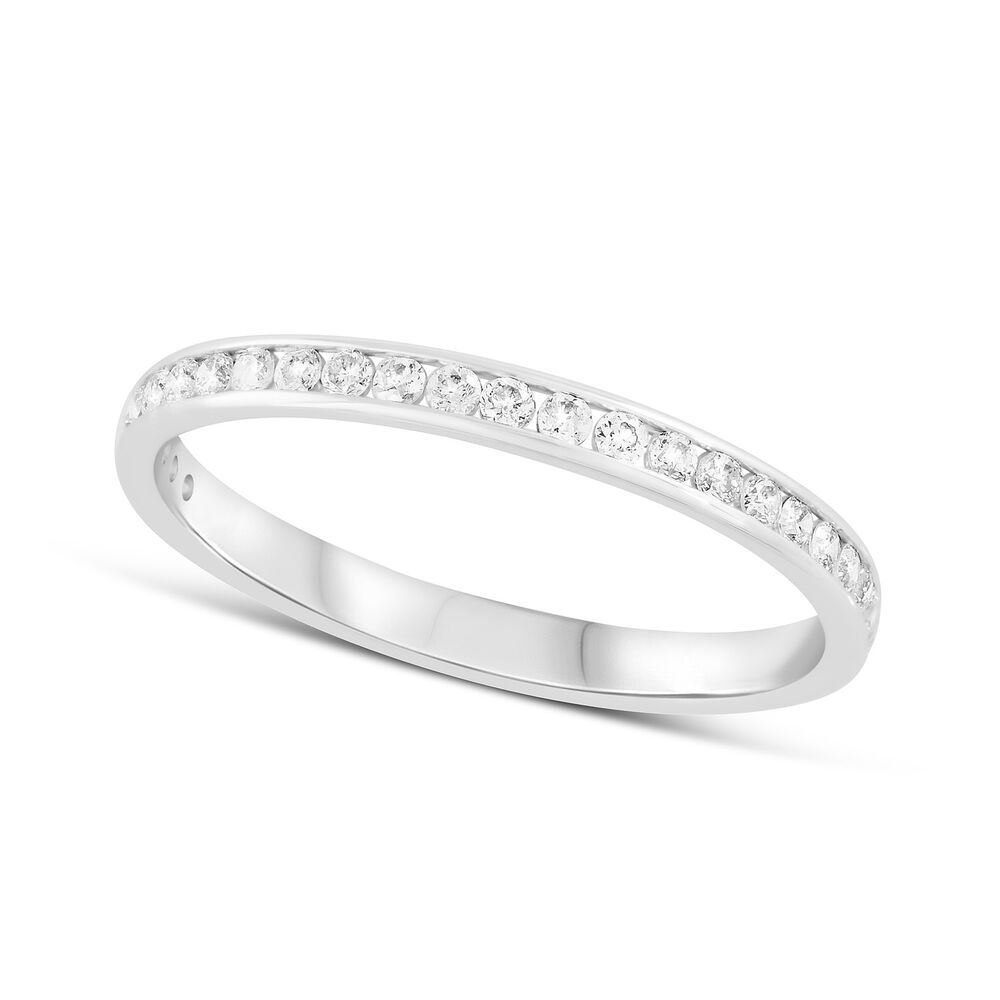 9ct White Gold and Diamond 2mm Wedding Band image number 0