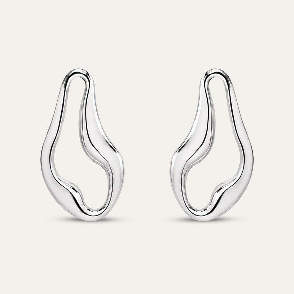 Sterling Silver Open Swirl Centre Drop Earrings