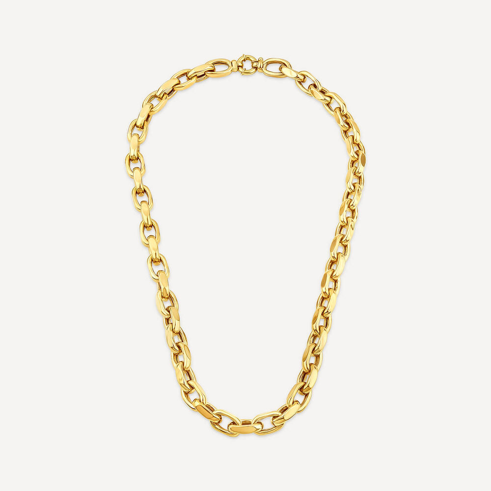 9ct Yellow Gold Diamond Cut Belcher Link Necklet image number 2