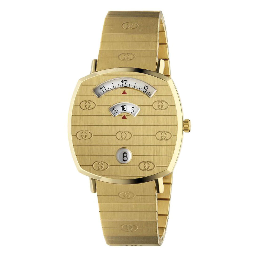 Pre-Owned Gucci Grip 35mm Yellow Gold PVD Dial Steel Bracelet Watch