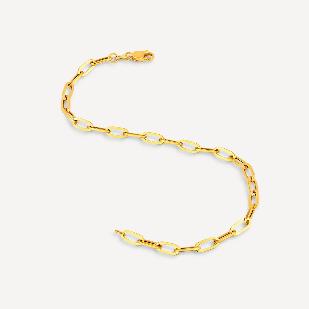 9ct Yellow Gold Paper link Diamond Cut Bracelet image number 3