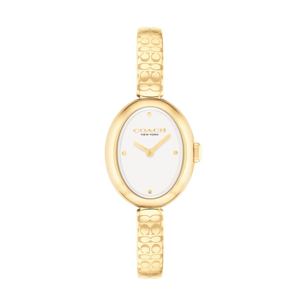 Coach Sammy 22mm Silver Dial Gold Tone Steel Bracelet Watch