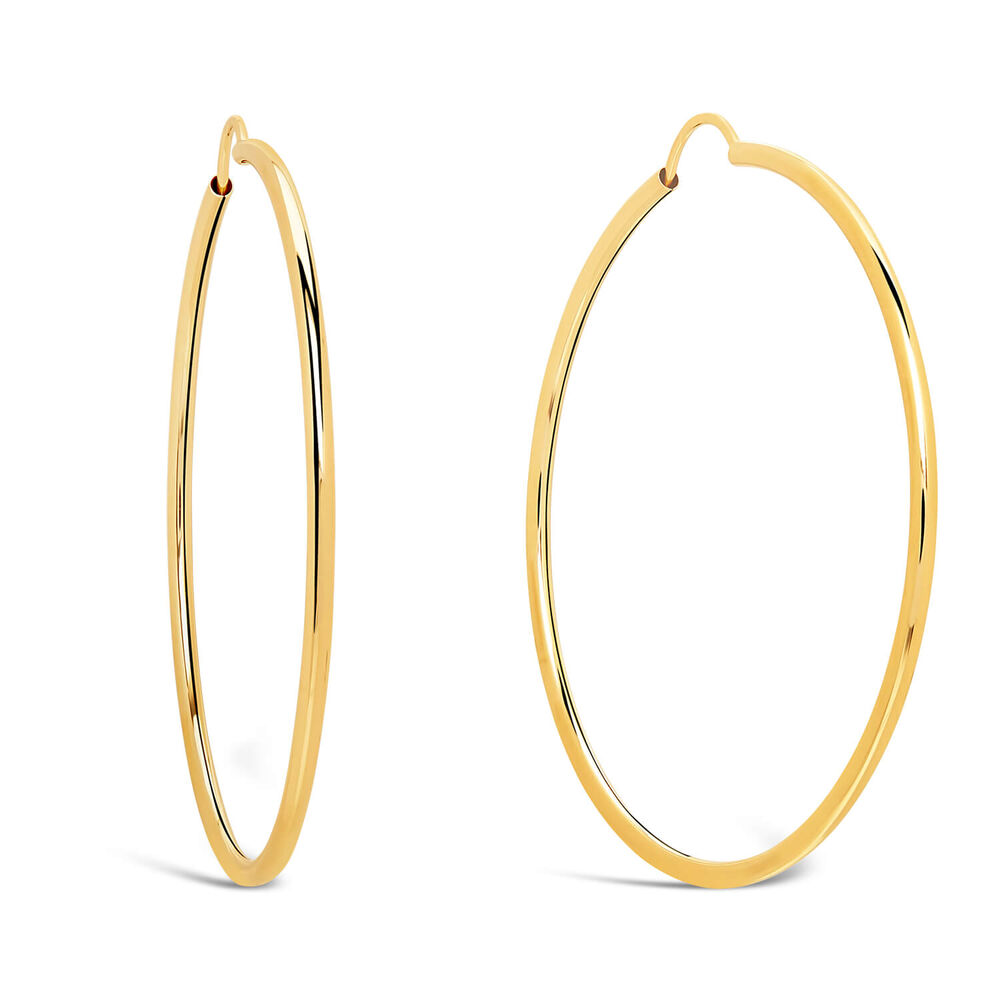 9ct Yellow Gold 40mm Hoop Earrings