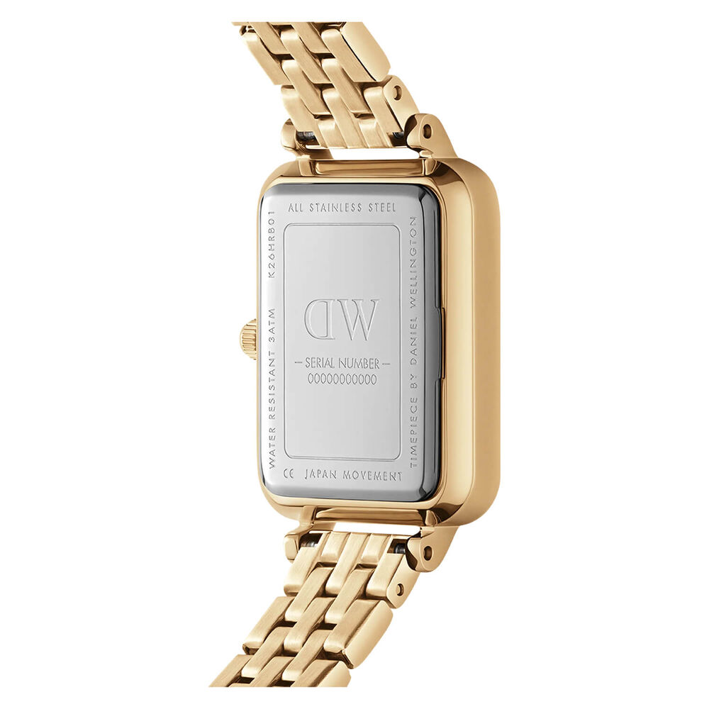 Daniel Wellington Quadro 5-Link Evergold 20x26mm White Dial Gold Plated Steel Bracelet Watch image number 2