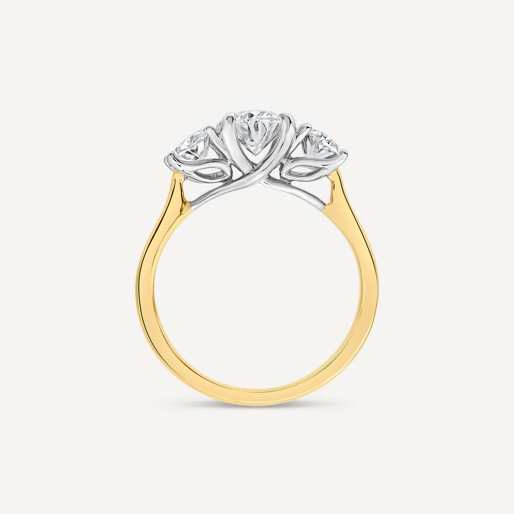 Born 18ct Yellow Gold 2ct Lab Grown 3 Stone Oval Diamond Ring
