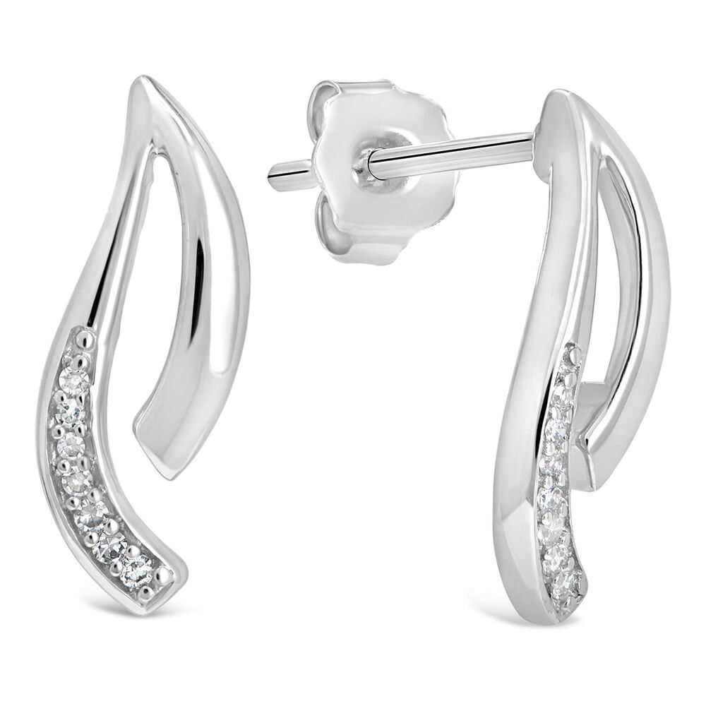 9ct White Gold Polished 0.30ct Diamond Set Two Strand Open Stud Earrings