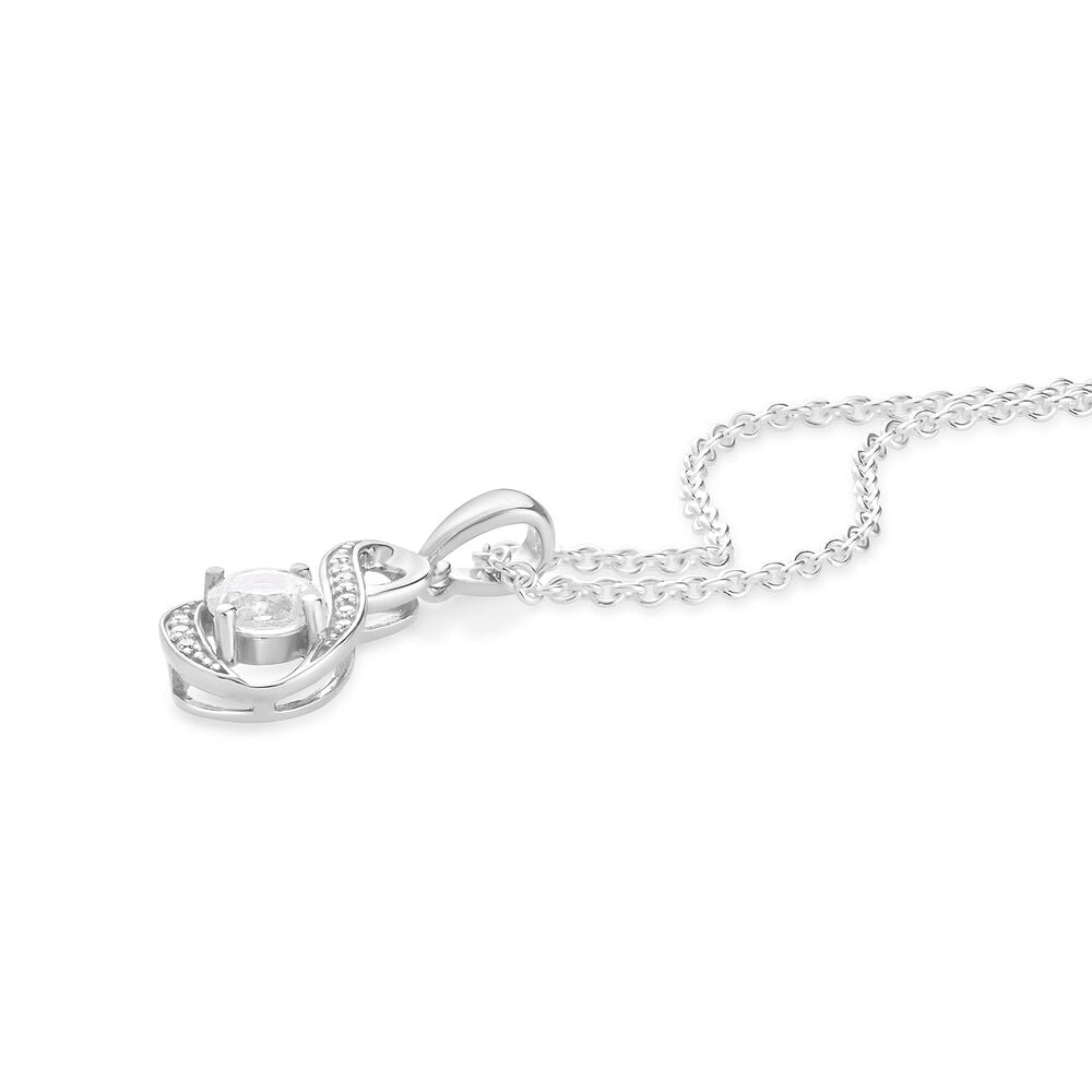 Sterling Silver and Cubic Zirconia April Birthstone Pendant (Chain Included)