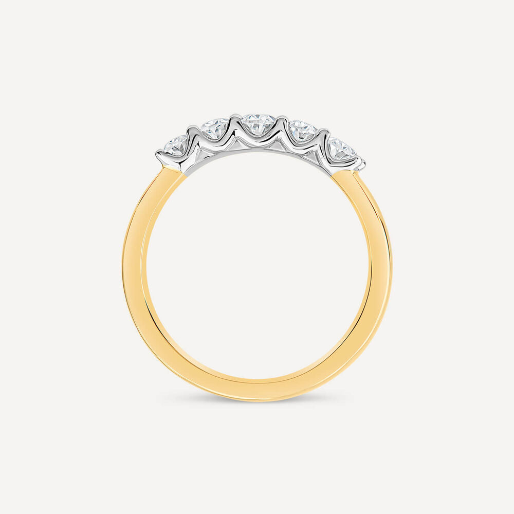 18ct Yellow Gold 5 Stone 1ct Lab Grown Diamond Ring image number 3