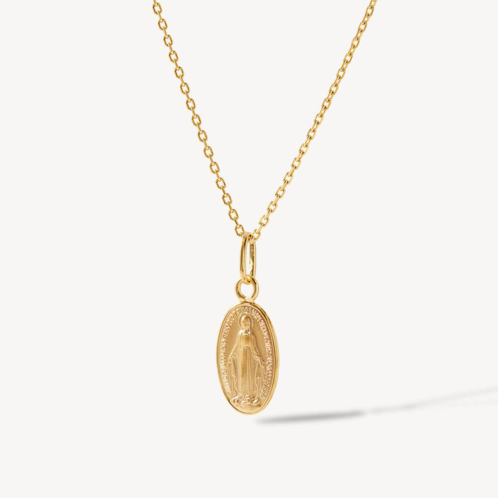 Yellow Gold Plated Sterling Silver Miraculous Medal Pendant