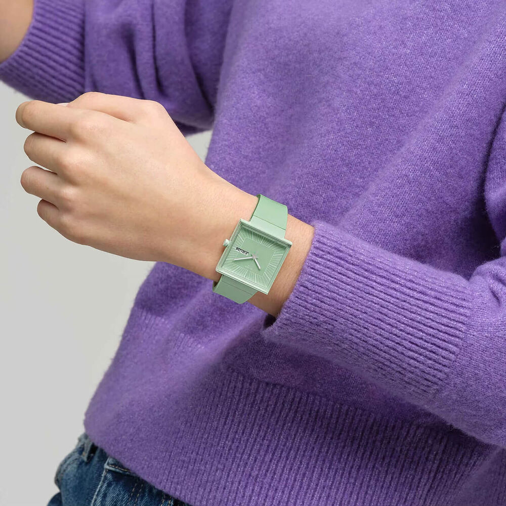 Swatch Bioceramic What If...Mint? Square Dial Green Strap Watch image number 5