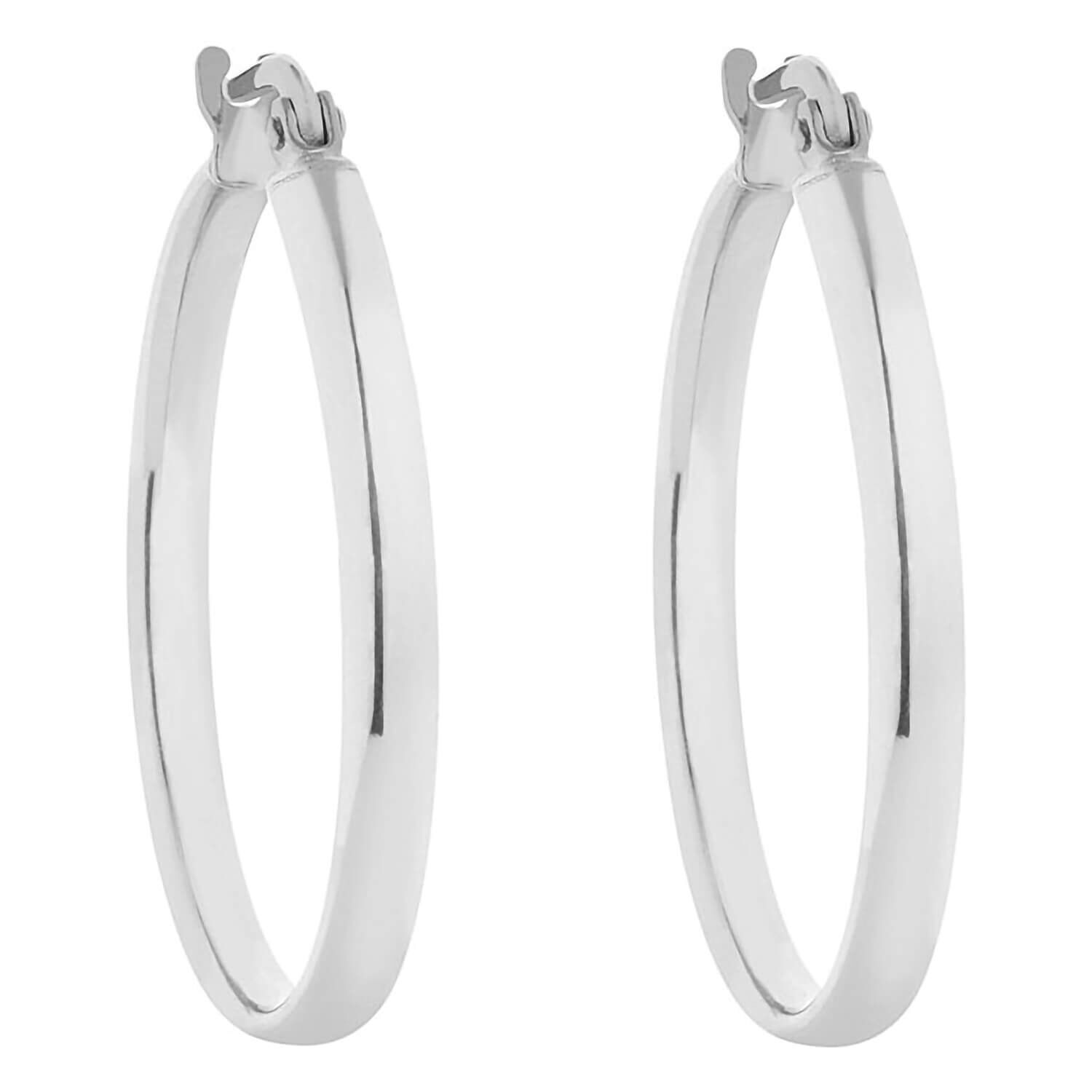 925 Pure Sterling Silver Wide Plain Hoops Earring For Women