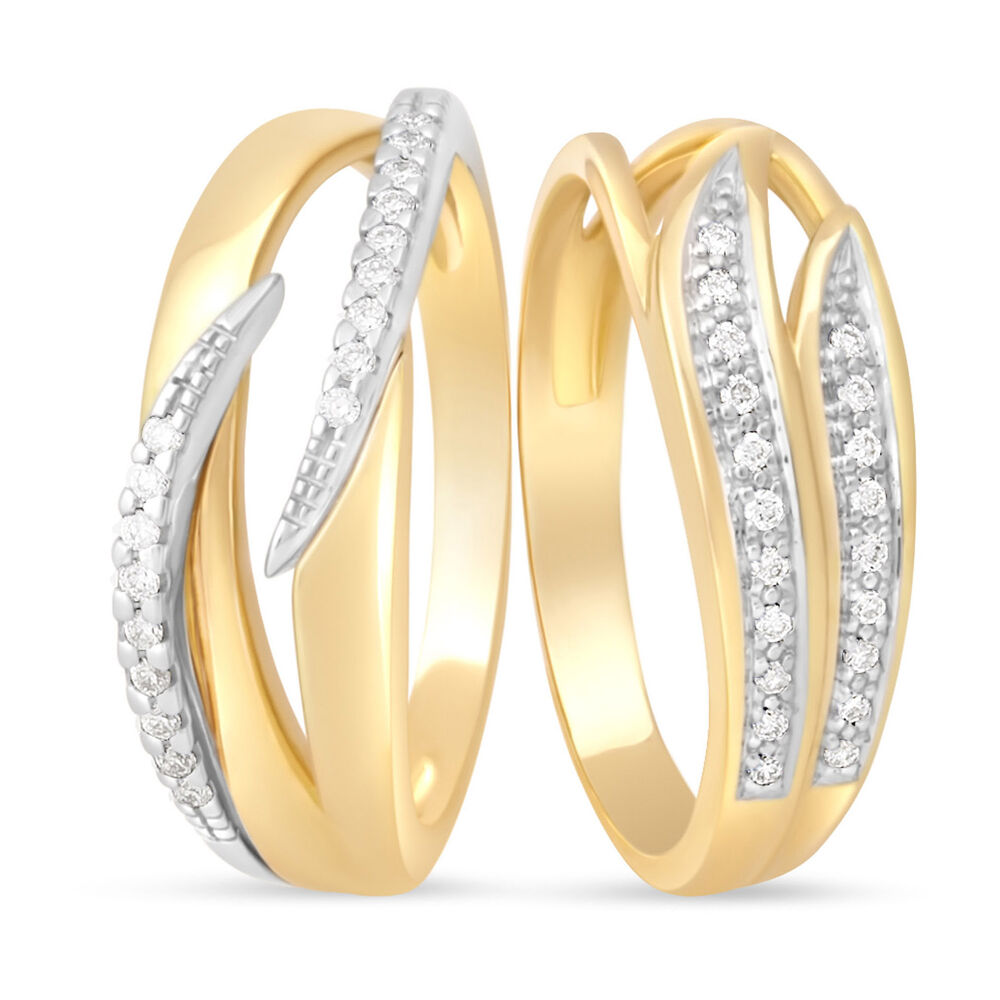 9ct Yellow Gold Diamond Open Wave Ring image number 4