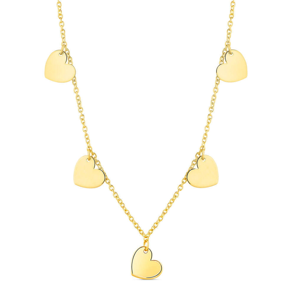 9ct Yellow Gold Heart Droplet Necklet image number 0