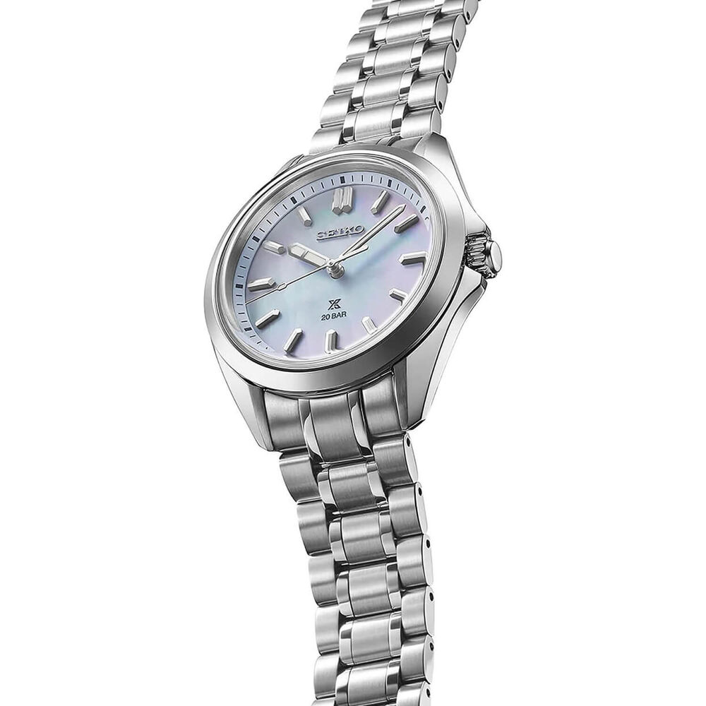 Seiko Prospex Sea 34mm Light Blue Mother of Pearl Dial Stainless Steel Bracelet Watch